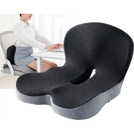 Coussin de siège ergonomique avec dossier, lavable, pour une assise prolongée, conduite en voiture, coussin intégré, coussin de chaise