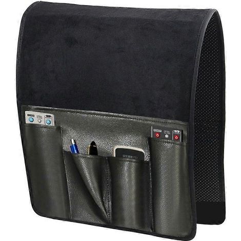 Sac de rangement étanche pour accoudoir de canapé avec poches peut contenir une télécommande, un téléphone portable et des magazines. (1/5)