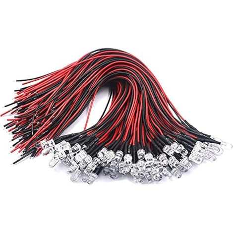 50Pcs 5mm Diode LED Pré-câblée Lumière 12V Diode Ampoule LED Câblé-Blanc, Pre Wired Diodes pour Voiture Jouets Automobile (1/5)