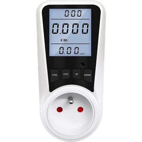 Prise compteur d'énergie - APEX - LCD 7 modes - Écran LCD - 16A/3680W - Prise EU - Blanc (1/5)