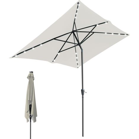 Randaco Sonnenschirm rechteckig 2 × 3 m mit integriertem LED-Licht – stabil & wetterfest, beige