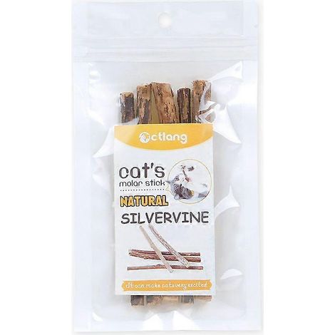 Bâtonnets Silvervine pour chats, bâtonnets d'herbe à chat naturelle Matatabi, jouets à mâcher pour les molaires des chats et chatons (5 x 5 pièces) (1/5)