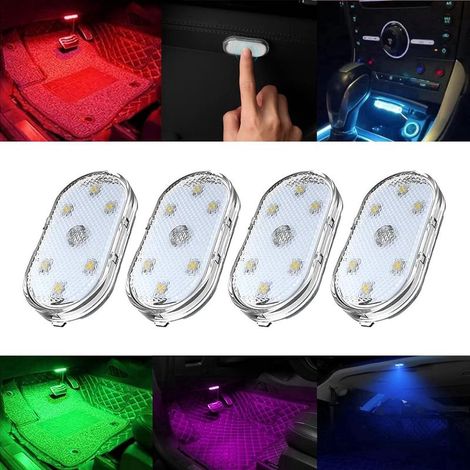 4er-Set kabellose LED-Autoinnenraumleuchten, LED-Autoinnenraumleuchten, USB-wiederaufladbare Autoinnenraumleuchten, Licht (1/5)
