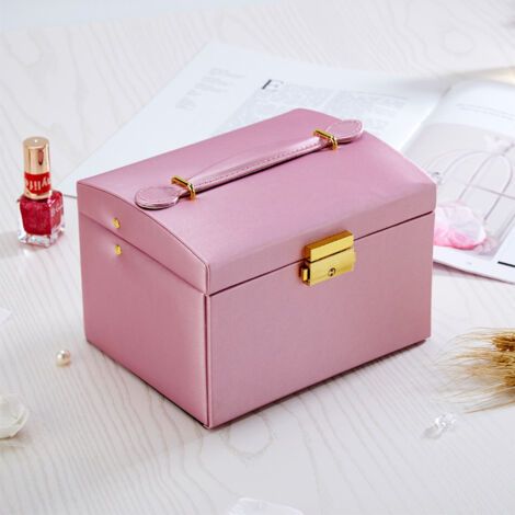 NALOOKAMIC Boîte à bijoux, cuir artificiel - Rose, Ensoleillé (1/2)