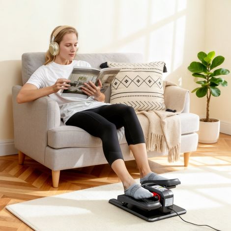 Elliptique électrique,appareil à pédales avec 12 vitesses réglables,portable,léger,télécommande,moniteur LED,acier,plastique,noir