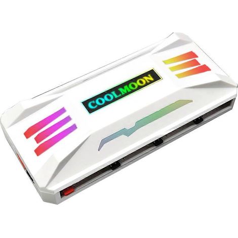 Coolmoon Wireless Remote Control Chassis Lüfter-Hub mit 8x4-Pin PWM- und 10x3-Pin ARGB-Anschlüssen für intelligente Fernbedienung (Weiß) (1/5)
