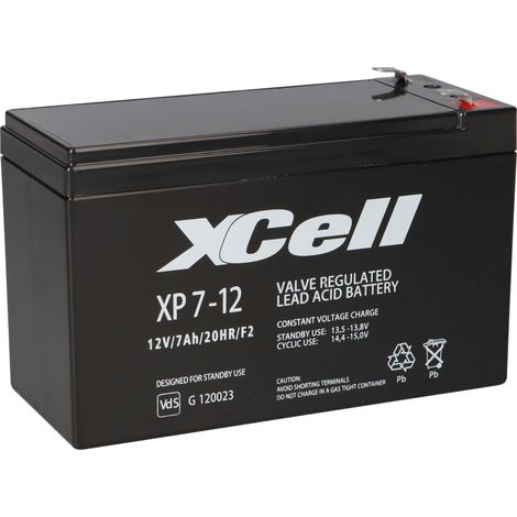 XCell XP7-12F2 AGM Bleiakku 12V 7Ah - T2 / Faston 6,3 mm - VdS G116061 (1/5)