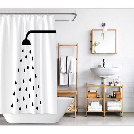 1 Rideau de douche, 180x180 cm, tissu polyester imperméable, séchage rapide, anti-moisissure, pour salle de bain (1/4)