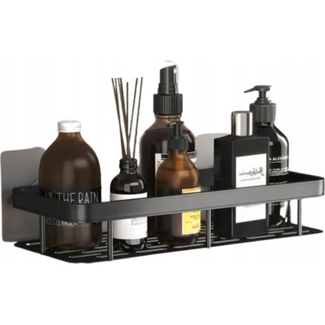 SET MIT 2 METALL-BADEZIMMERREGALE ZUM HÄNGEN, SELBSTKLEBEND, SCHWARZ, LOFT [P1-CZN]