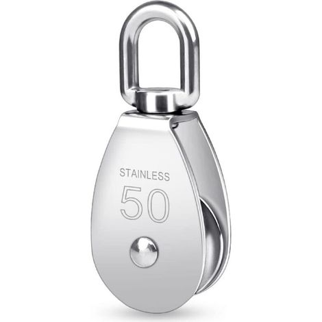 Poulie Simple - Acier Inoxydable 304 - Capacité 400 Kg - Diamètre Roue 50 Mm - Pour Levage Corde Intérieur Extérieur - 1 Pièce (1/5)