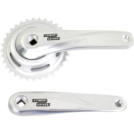 Pédalier Sunrace 33T, longueur de manivelle 170 mm. Argent, aluminium, jeu nul. (1/2)