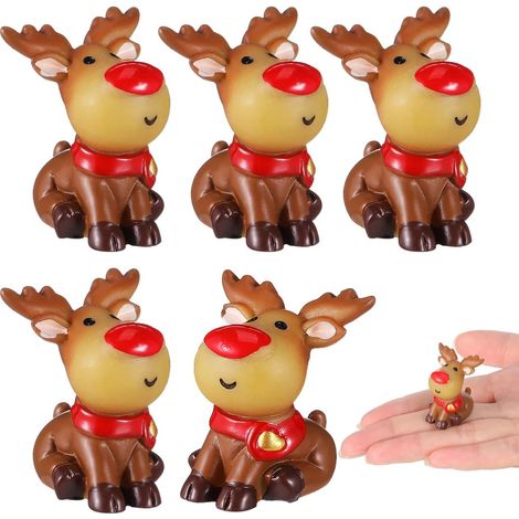5 Pièces Parure De Décoration De Noël Accessoires pour Micro-Paysage Figurines De Rennes en Résine Décoration De Bureau en Forme Délan Cerf De Cerf en Résine Aquarium Les Amoureux (1/5)