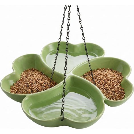 Comedero colgante para pájaros, bebedero y comedero para exteriores, para jardín y patio, color verde. (1/5)