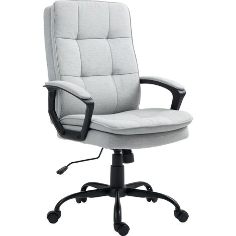 Bürostuhl Ergonomisch, Höhenverstellbar mit Wippfunktion und Armlehnen, Polyesterbezug, Grau (1/5)