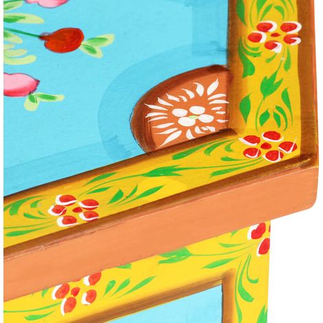 Maison Exclusive - Tavolino Dipinto a Mano Multicolore 38x33x42 cm Massello Mango