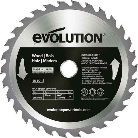 Lame de scie à bois Evolution 180 mm / 30 dents avec pointe Widia TCT pour tronçonneuses (1/3)