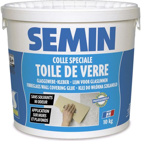 Semin – Colle en pâte pour toiles de verre – prête à l'emploi – pour murs et plafonds – utilisation en milieu humide – seau de 10 kg