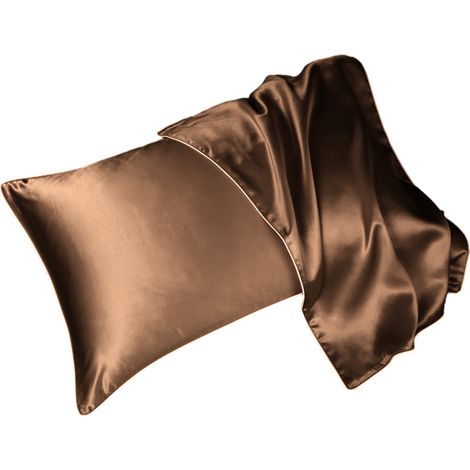 Taie d'oreiller en satin, taie d'oreiller unie (lot de 2), taie d'oreiller ultra douce (1/5)