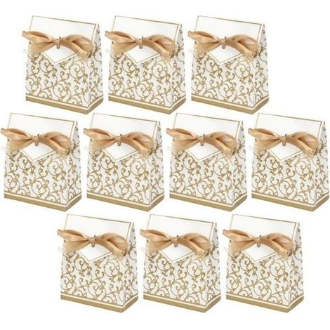 Sac cadeau - Dilwe - 40 ensembles - Motif doré - Décoration pour mariage - Fête d'anniversaire (1/4)