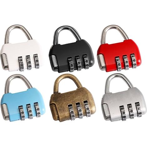 Lot de 6 cadenas à combinaison à 3 chiffres - Style vintage - Pour armoire, boîte à bijoux, journal intime, tiroir, 6 couleurs (1/5)