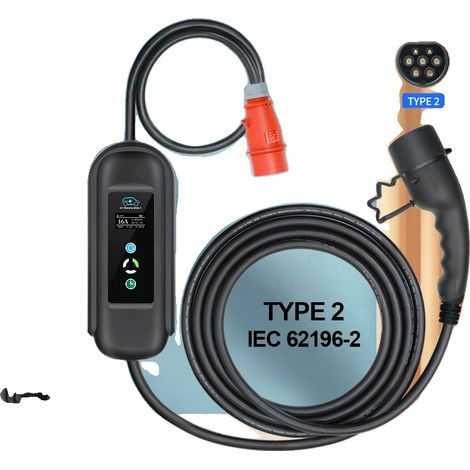 Cargador portátil para vehículos eléctricos, opciones de corriente ajustables, alta eficiencia energética. (1/2)