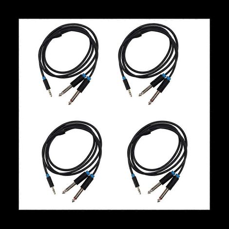 Quatre adaptateurs de câble audio 3,5 mm vers 6,35 mm, adaptés aux tables de mixage, aux amplificateurs et aux haut-parleurs, avec des fiches plaquées or 6,5 mm/3,5 mm. (1/5)