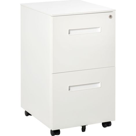 Caisson de rangement-Vinsetto-2 tiroirs-verrouillable-roulettes-acier-A4-39x48x67(cm) (1/5)