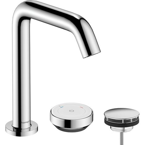 Mitigeur de lavabo 2 trous avec garniture de vidage, Robinet salle de bain, hauteur sous bec 151 mm, max. 4l/min, Chromé (1/5)