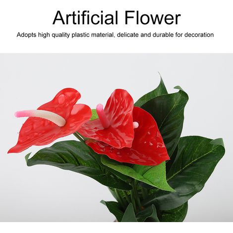 12 têtes, 3 fleurs, anthurium artificiel effet polyuréthane, matériau haut de gamme pour décoration murale florale artificielle, bouquet de fleurs rouges artificielles (1/4)