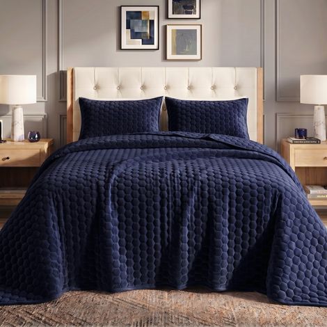 Parure de lit Deux pièces en Velours Super Doux 260 g/m², Couette surdimensionnée et taie d'oreiller, Indigo (1/5)