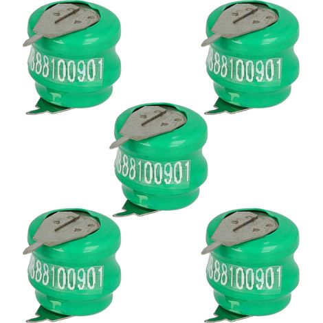 vhbw 5x NiMH replacement button cell battery tab type V40H 2 pins 40mAh 2.4V suitable for model building batteries, solar lights etc. (1/4)