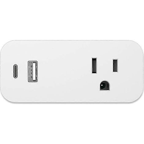 Prise murale multifonctionnelle Tuya Smart WiFi 16A avec ports USB Type A et Type C pour une utilisation intérieure (prise américaine). (1/5)