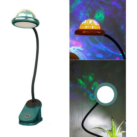 Lampada da lettura a LED ricaricabile con clip e proiettore, protezione per gli occhi dei bambini