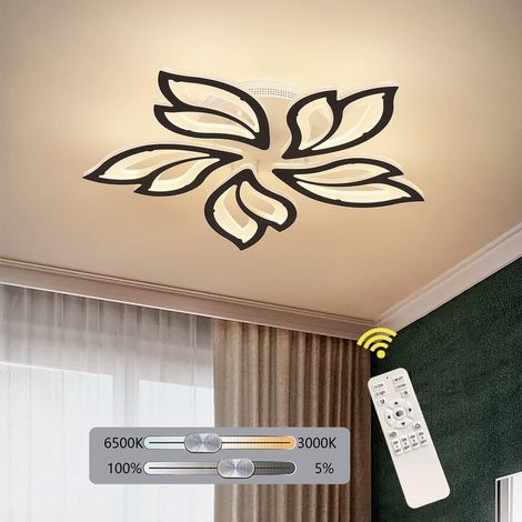 LED Ceiling Light Fixture, 60W Modern Leaves Ceiling Lamp Dimmable Black Flush Mount Ceiling Chandelier for Living Room Study Room Dining Room Bedroom (1/5)