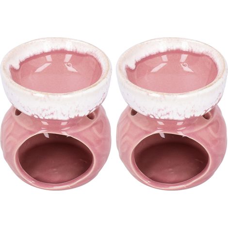 Brûleur d'encens en céramique 2 pièces, brûleur d'huiles essentielles aromathérapie décoratif rose (1/5)