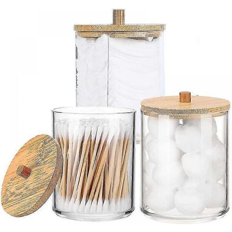 Dreiteiliges Set Acryl-Aufbewahrungsboxen für Wattestäbchen – Aufbewahrungsbox für Wattestäbchen im Badezimmer (1/5)