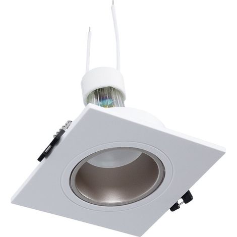 KIT Aro Downlight Cuadrado 93x93mm (blanco/champagne) + Bombilla - Blanco Frío (1/5)