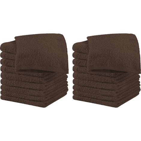 Set 18 Pezzi Lavette Asciugamani Viso Mani 100% Cotone 490 Gsm 30x30 Cm Bagno Bidet Vari Colori Morbide Assorbenti Asciugamano Spugna Ospite Cioccolato - 30x30 cm