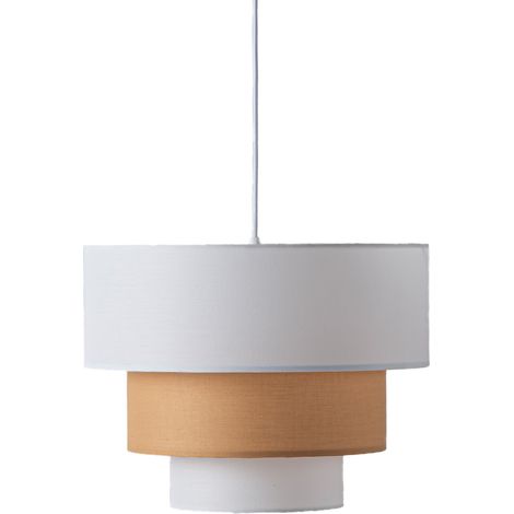 Suspension plafond textile trois niveaux blanc beige D40 cm