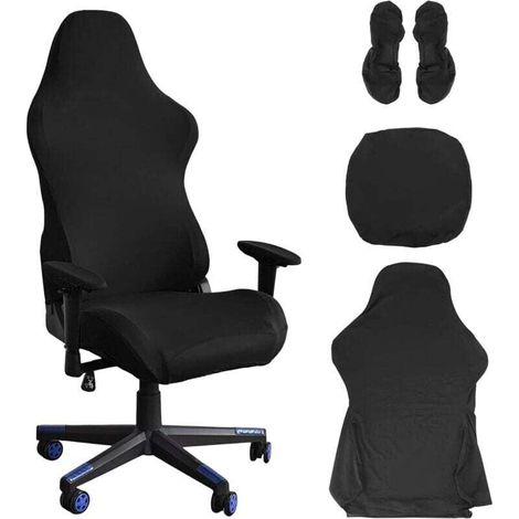 Gaming-Stuhlbezug – Bürostuhlbezug – Schwarz – Dehnbar – Speziell für Computer-Gaming-Stühle, XU, Racing-Stil – Schwarz – KZQ (1/4)