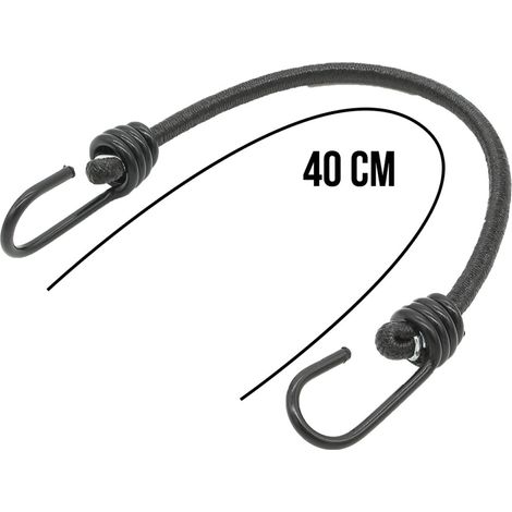 Linxor – Lot de 10 tendeurs sandows élastiques 40 cm – Crochets en acier plastifié – Câble en polypropylène noir – Résistants aux U.V.