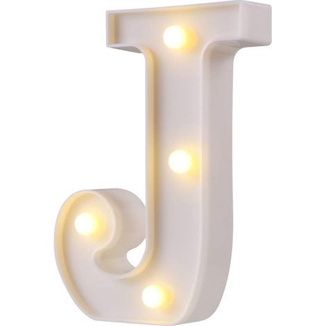 LED Chapiteau Lettre Lumières 26 Alphabet Lumineux Lettres Signes Parfait pour la Décoration De Bar De Fête De Mariage (Blanc J)- (1/5)