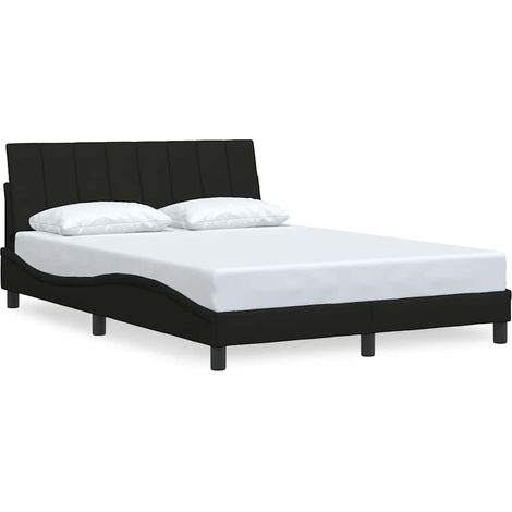 Lit double  Lit adulte  Cadre de lit sans matelas Hanko noir 140x190 cm tissu