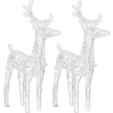 vidaXL Rennes de Noël 2 pcs 80 LED Blanc chaud Acrylique (1/5)