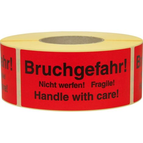 STRECKEN - Hinweis Etiketten Bruchgefahr STRECKE