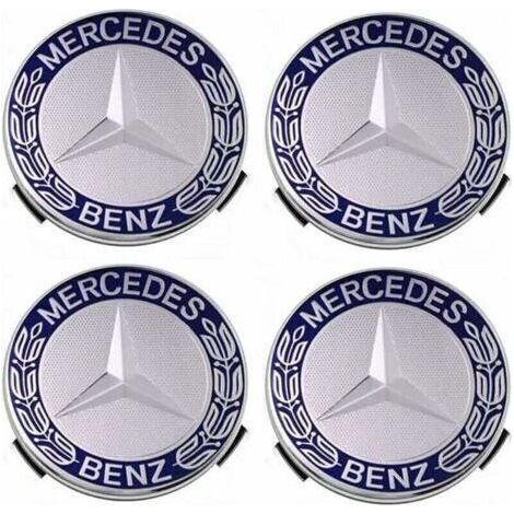 Set of 4 Hub Caps Compatible with Mercedes Benz 75mm - Blue, (1/4)