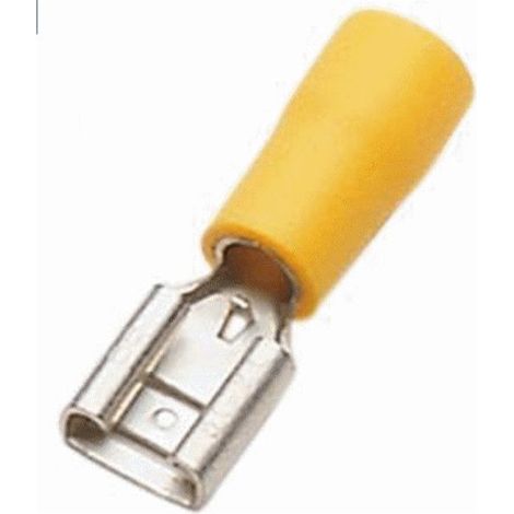 Cosse électrique femelle plate isolée 9,8 mm jaune – Section 2,63÷6,64 mm² – Lot de 20 cosses pour installations électriques