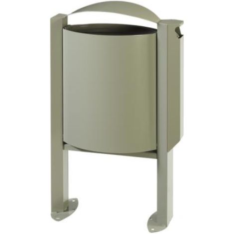 Corbeille sur pied / cendrier Arkea - 40l/3l - gris ciment - RAL 7033 (1/3)