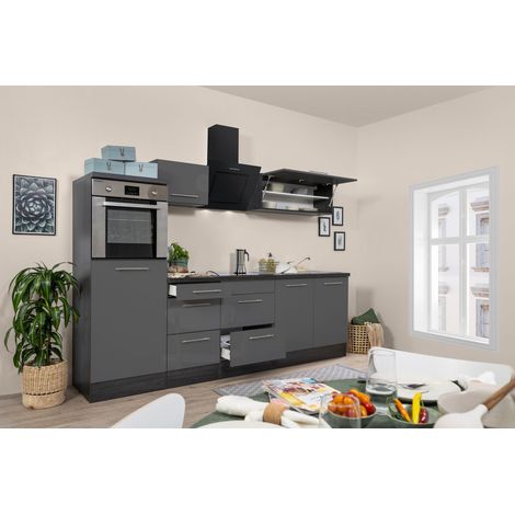 Cuisine Kitchenette Chêne Gris Amanda 270 cm Respekta Premium