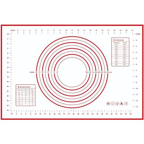 Tapis de Cuisson Patisserie en Silicone Anti-adhésif Réutilisable Baking Mat Fondant Pâte, avec Mesure, 60 x 40 cm (Rouge) (1/5)